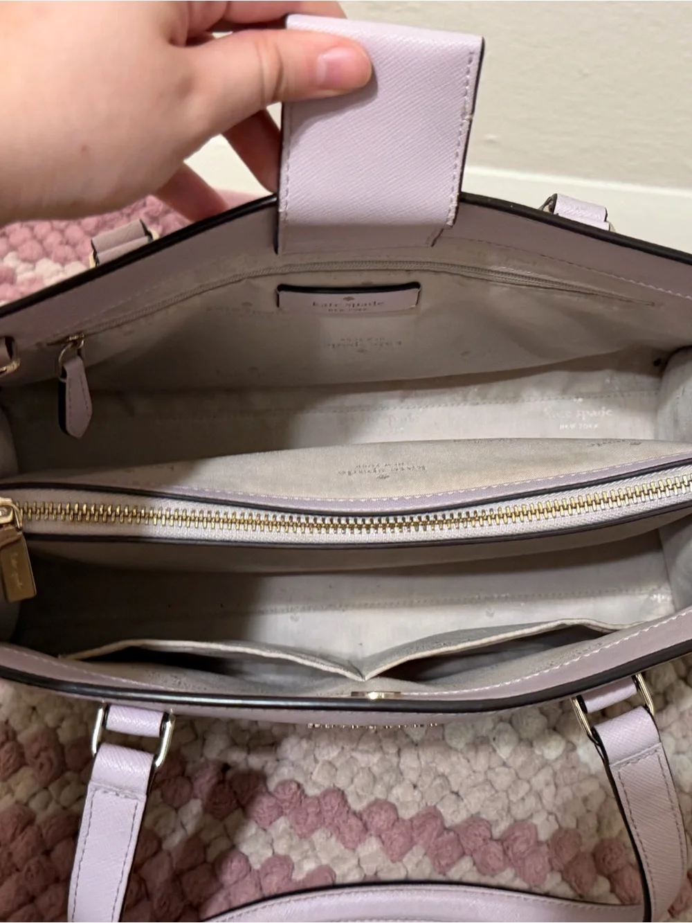 kate spade lavender leather satchel with detachable strap